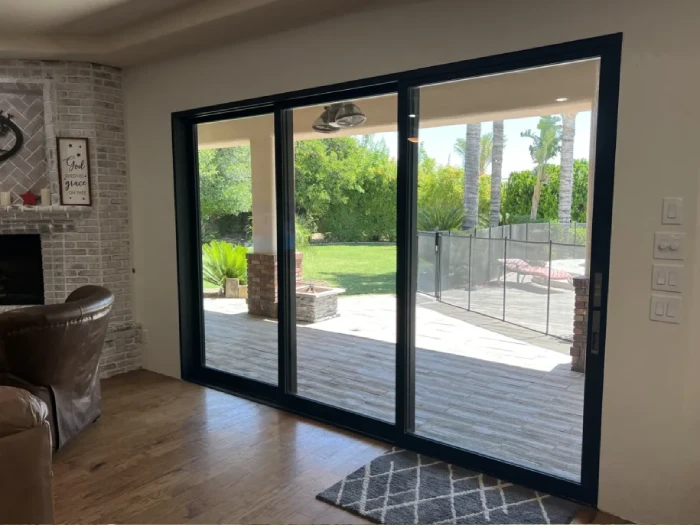 guest house (1) San Tan Valley door remodel with modern sliding glass patio doors opening to backyard